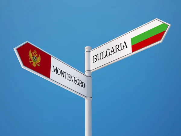 Bulgaria Montenegro Sign Flags Concept — Stock Photo, Image