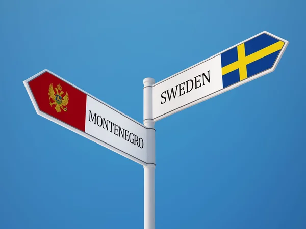 Sverige Montenegro tecken flaggor koncept — Stockfoto