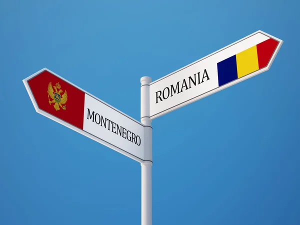 Rumänien Montenegro tecken flaggor koncept — Stockfoto