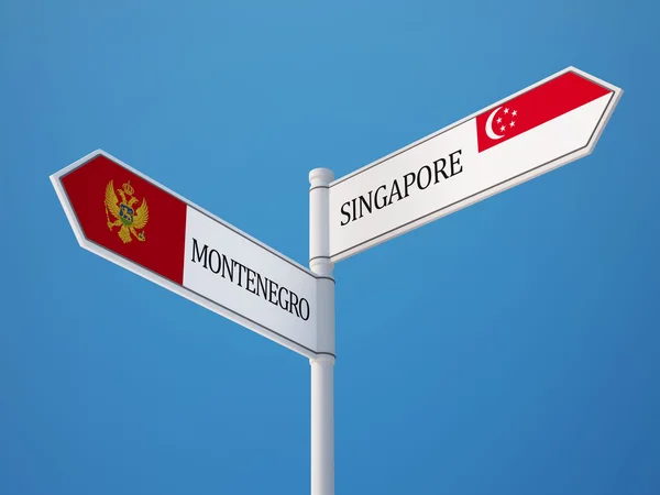Singapore Montenegro Sign Flags Concept — Stock Photo, Image