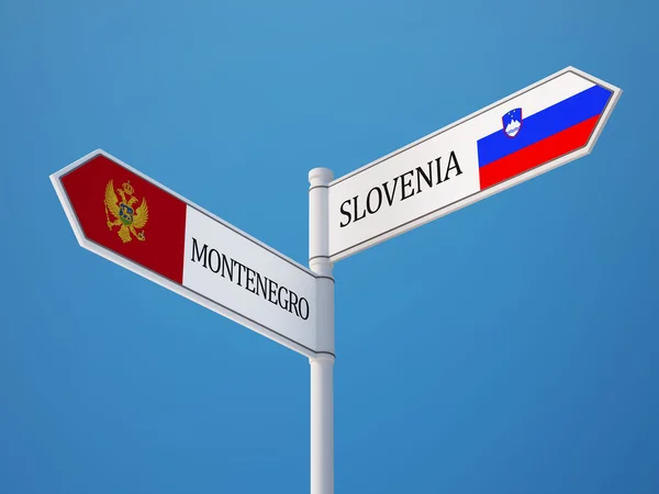 Slovenien Montenegro tecken flaggor koncept — Stockfoto