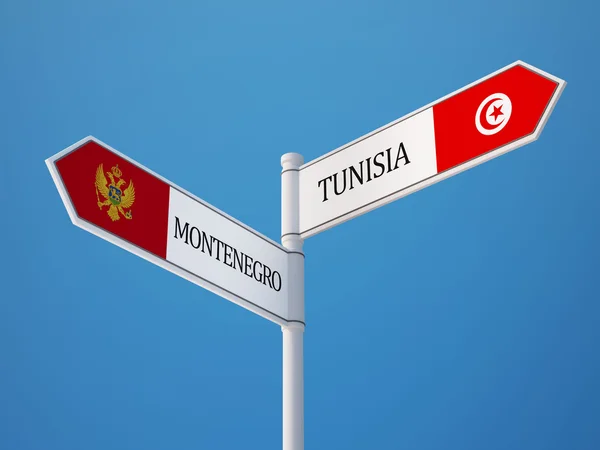 Tunisie Monténégro Signer Drapeaux Concept — Photo