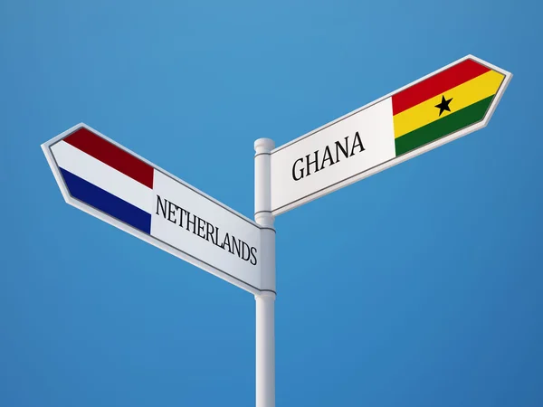 Nederländerna Ghana tecken flaggor koncept — Stockfoto