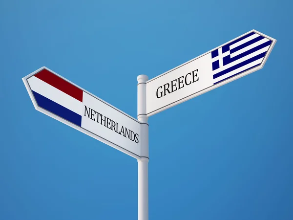 Netherlands Greece  Sign Flags Concept — Stock Photo, Image