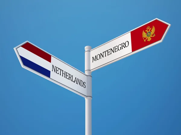 Nizozemsko Černá Hora znamení příznaky koncept — Stock fotografie