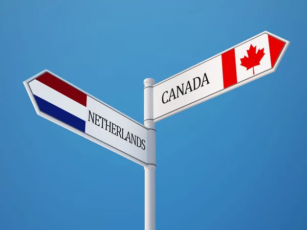 Canada Netherlands  Sign Flags Concept — Stock Photo, Image