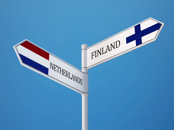 Finlandia Países Bajos Sign Flags Concept — Foto de Stock