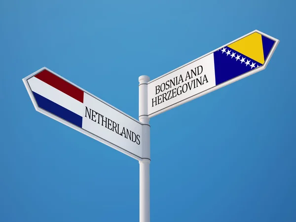 Bosna a Hercegovina Nizozemsko znamení příznaky koncept — Stock fotografie