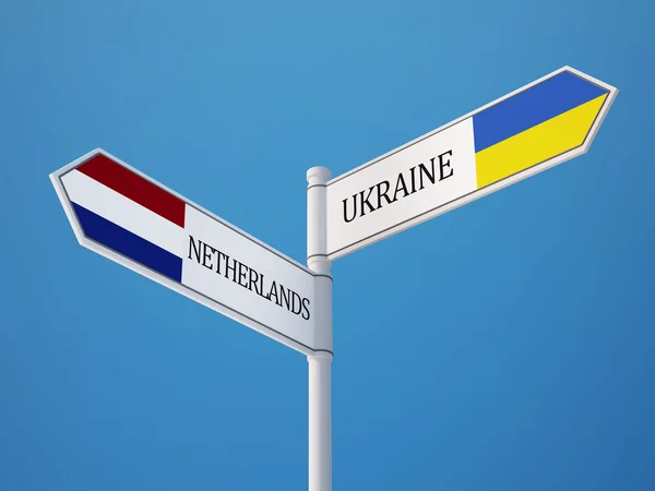 Ucrania Países Bajos Sign Flags Concept — Foto de Stock