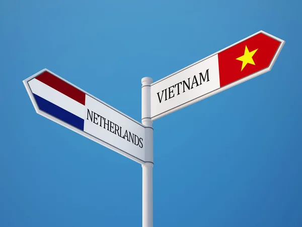 Vietnam Pays-Bas Signer Drapeaux Concept — Photo