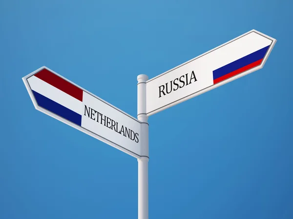 Rusia Países Bajos Sign Flags Concept —  Fotos de Stock