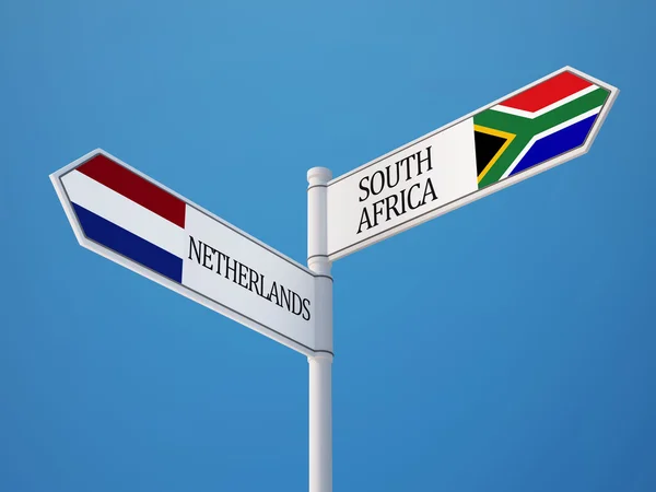 Zuid-Afrika Nederland teken vlaggen Concept — Stockfoto