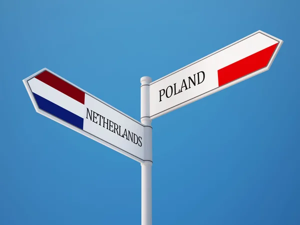 Poland Netherlands  Sign Flags Concept — Stock Photo, Image