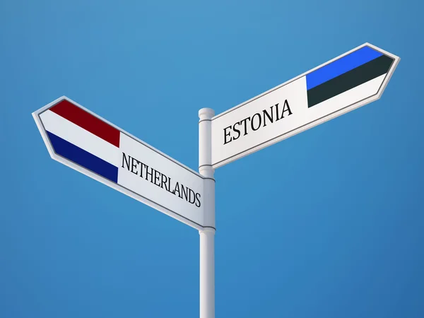 Estonsko Nizozemsko znamení příznaky koncept — Stock fotografie