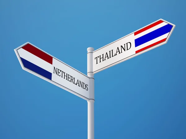 Tailandia Países Bajos Sign Flags Concept — Foto de Stock