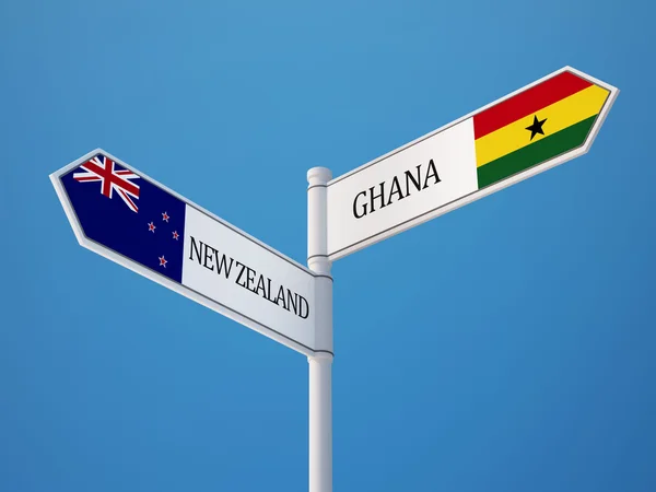 Nouvelle-Zélande Ghana Signer Drapeaux Concept — Photo