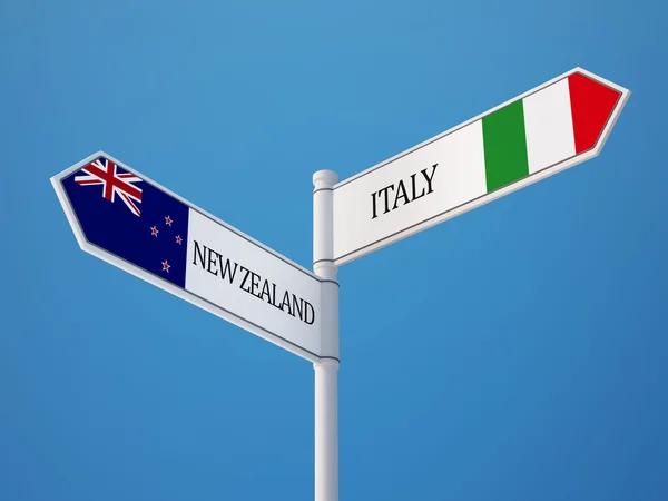 Nueva Zelanda Italia Sign Flags Concept — Foto de Stock