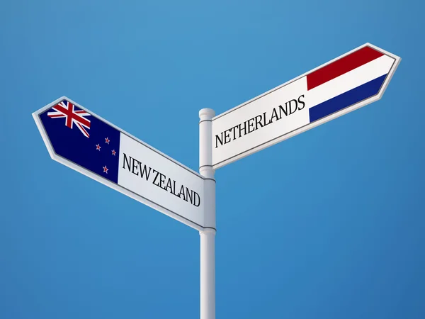 Conceito de Bandeiras de Sinais da Nova Zelândia Holanda — Fotografia de Stock