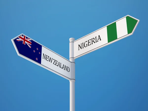 Nigeria Nueva Zelanda Signo Banderas Concepto —  Fotos de Stock