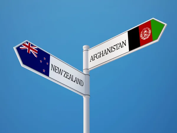 Afghanistan New Zealand Sign Flags Concept — Stock Photo, Image