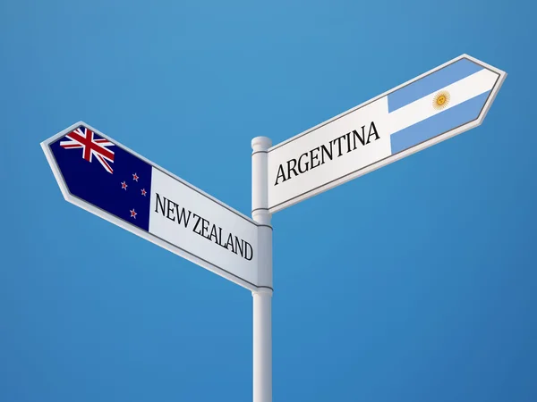 Argentinië-Nieuw-Zeeland teken vlaggen Concept — Stockfoto