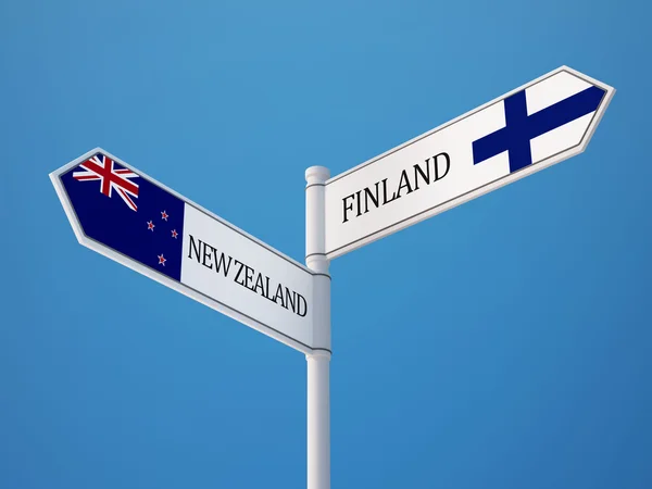 Finlandia Nueva Zelanda Sign Flags Concept — Foto de Stock