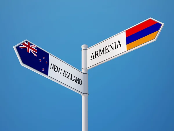 Armenia New Zealand  Sign Flags Concept — Stock Photo, Image