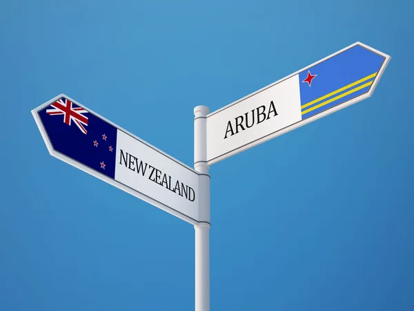 Conceito de Bandeiras de Sinais Aruba Nova Zelândia — Fotografia de Stock