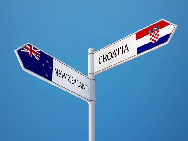 Kroatien nyazeeländskt underteckna flaggor koncept — Stockfoto