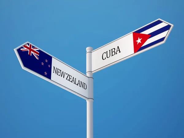 Cuba Nieuw-Zeeland teken vlaggen Concept — Stockfoto