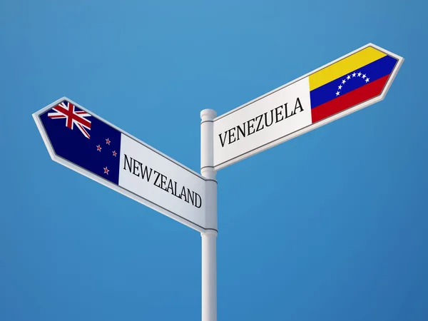 Venezuela Nieuw-Zeeland teken vlaggen Concept — Stockfoto