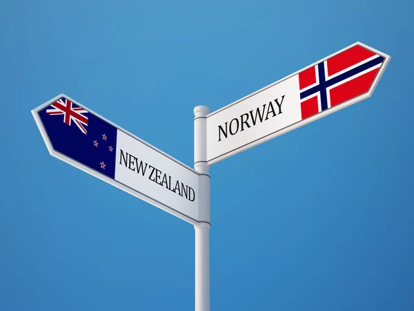 Norge Nya Zeeland tecken flaggor koncept — Stockfoto