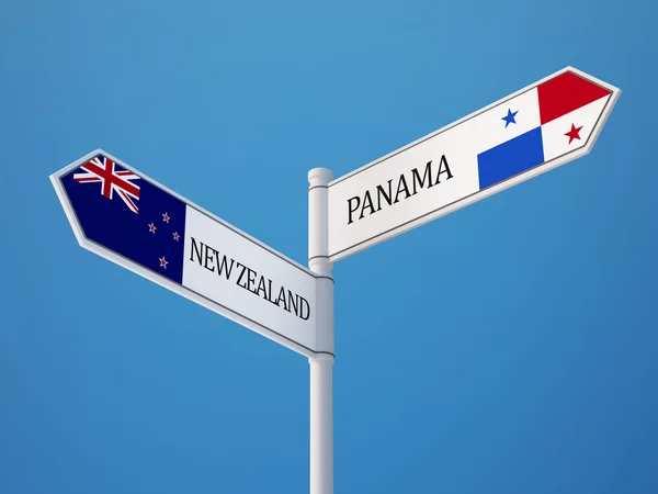 Conceito de Bandeiras de Sinais Panamá Nova Zelândia — Fotografia de Stock