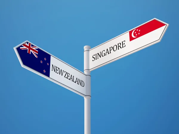 Singapur Neuseeland Zeichen-Flags-Konzept — Stockfoto