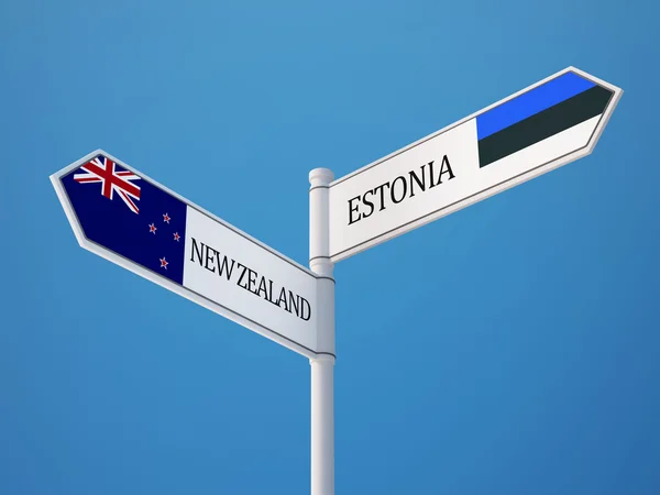 Estland new zealand sign flags concept — Stockfoto