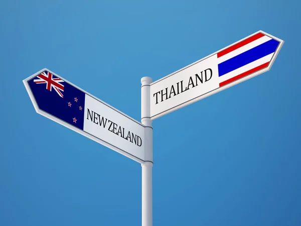 Thailand New Zealand  Sign Flags Concept — Stock Photo, Image