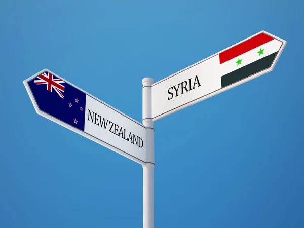 Síria Nova Zelândia Signo Bandeiras Conceito — Fotografia de Stock