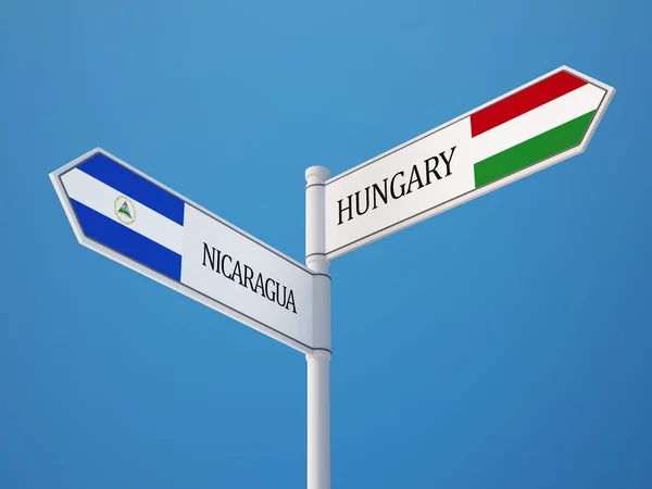 Nicaragua Hungary  Sign Flags Concept — Stock Photo, Image