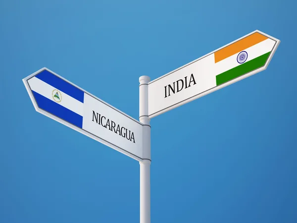 Nicaragua India  Sign Flags Concept — Stock Photo, Image