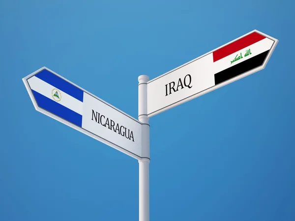 Nicaragua Iraq  Sign Flags Concept — Stock Photo, Image