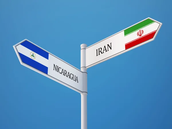 Nikaragua Iran işaret bayrakları kavramı — Stok fotoğraf