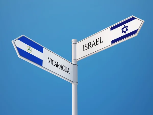 Nicaragua Israel Firma Concepto de Banderas —  Fotos de Stock
