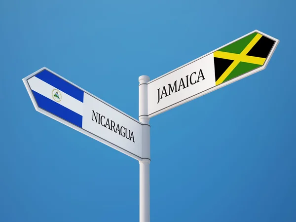 Nikaragua Jamajka znamení příznaky koncept — Stock fotografie