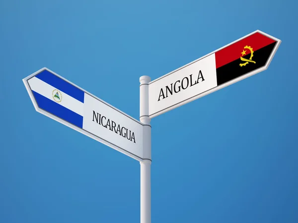 Angola Nicaragua Signer Drapeaux Concept — Photo