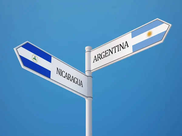 Arjantin Nikaragua işaret bayrakları kavramı — Stok fotoğraf