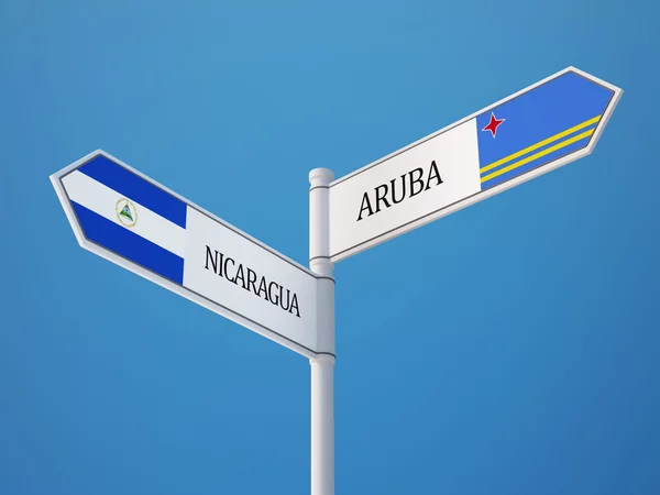 Aruba Nicaragua teken vlaggen Concept — Stockfoto