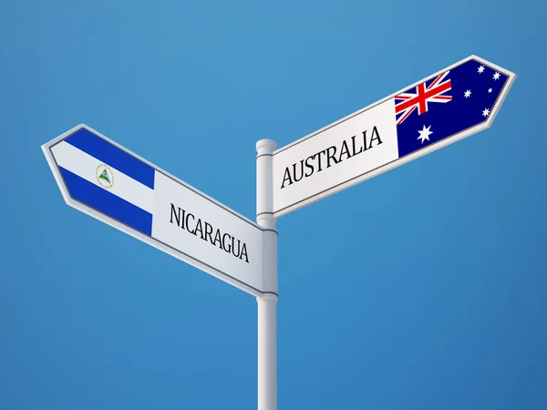 Australia Nicaragua  Sign Flags Concept — Stock Photo, Image