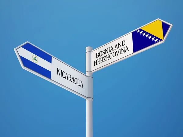 Bosnien und Herzegowina Nicaragua unterzeichnen Flaggenkonzept — Stockfoto