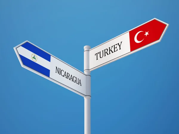 Türkei Nicaragua Zeichen Flaggen Konzept — Stockfoto