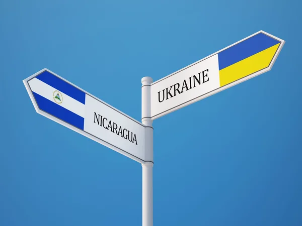 Ukraine Nicaragua Signer Drapeaux Concept — Photo